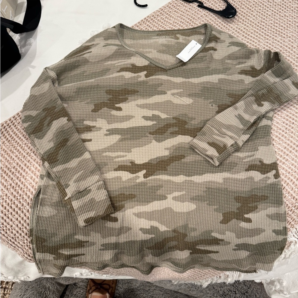American Eagle Camouflage V-Neck Top